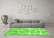 Machine Washable Abstract Green Modern Area Rugs in a Living Room,, wshabs1092grn