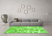 Machine Washable Abstract Green Modern Rug, wshabs1092grn