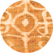 Round Machine Washable Abstract Orange Modern Area Rugs, wshabs1092org