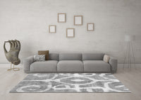 Machine Washable Abstract Gray Modern Rug, wshabs1092gry