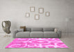 Machine Washable Abstract Pink Modern Rug in a Living Room, wshabs1092pnk