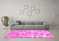 Machine Washable Abstract Pink Modern Rug, wshabs1092pnk