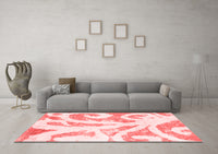 Machine Washable Abstract Red Modern Rug, wshabs1093red