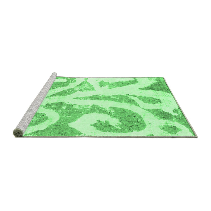 Sideview of Machine Washable Abstract Emerald Green Modern Area Rugs, wshabs1093emgrn