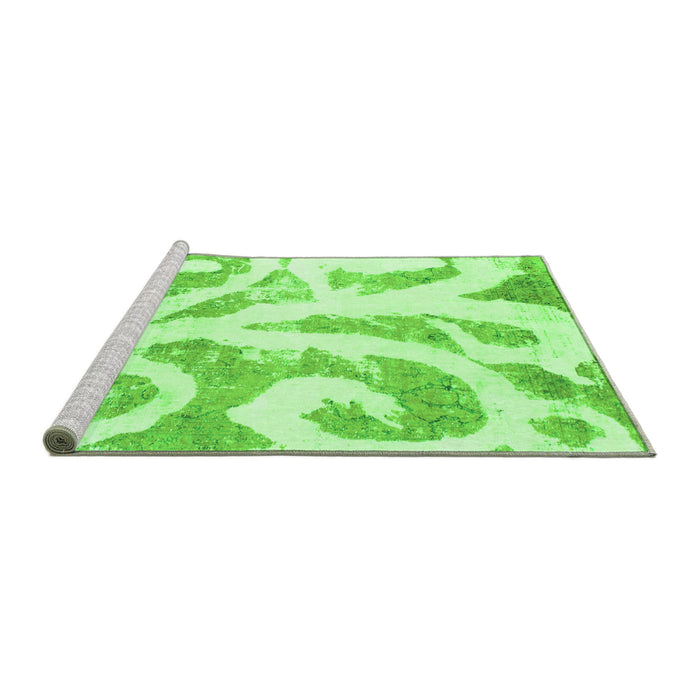 Sideview of Machine Washable Abstract Green Modern Area Rugs, wshabs1093grn