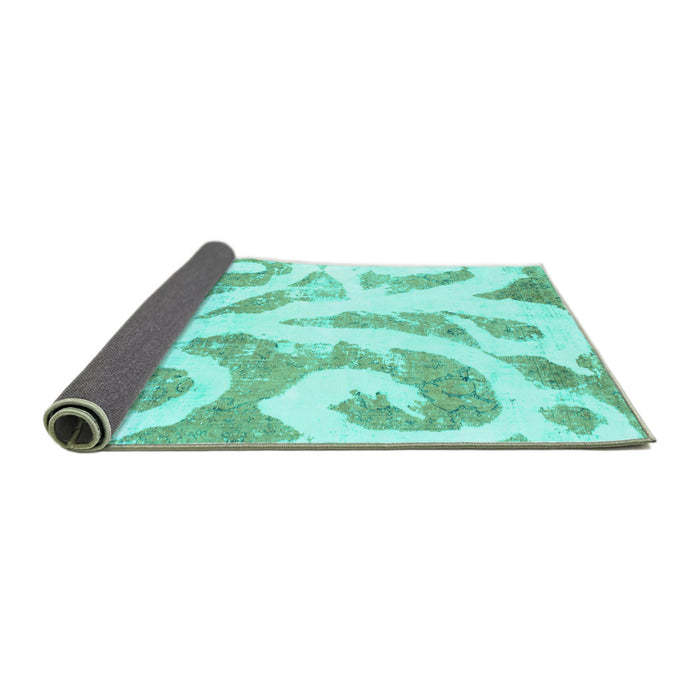 Sideview of Abstract Turquoise Modern Rug, abs1093turq