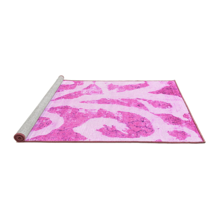Sideview of Machine Washable Abstract Pink Modern Rug, wshabs1093pnk