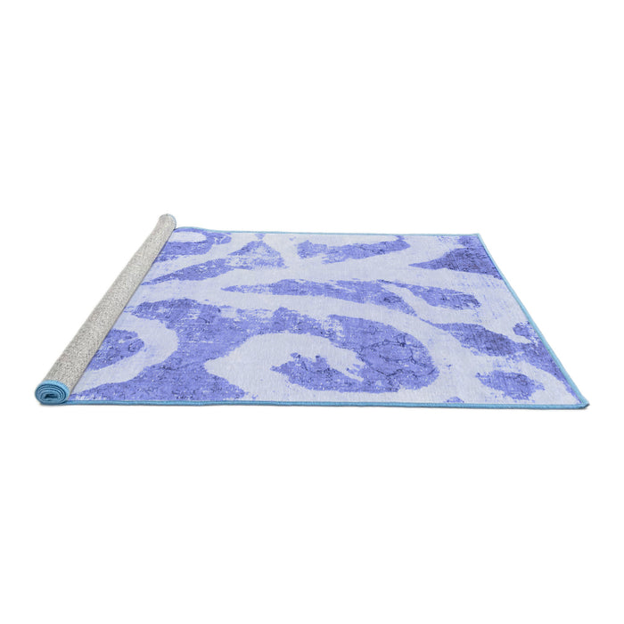 Sideview of Machine Washable Abstract Blue Modern Rug, wshabs1093blu