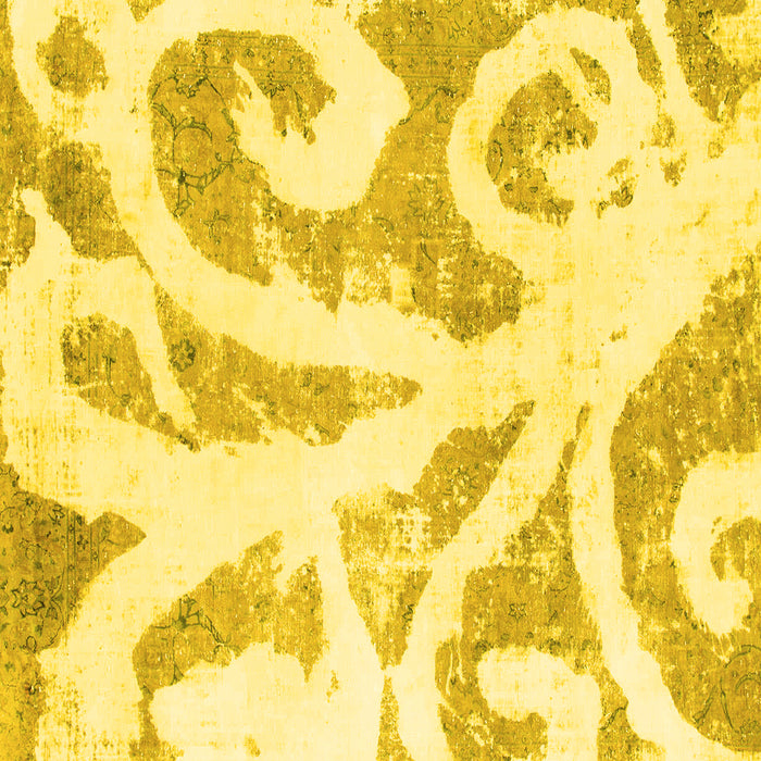 Square Machine Washable Abstract Yellow Modern Rug, wshabs1093yw