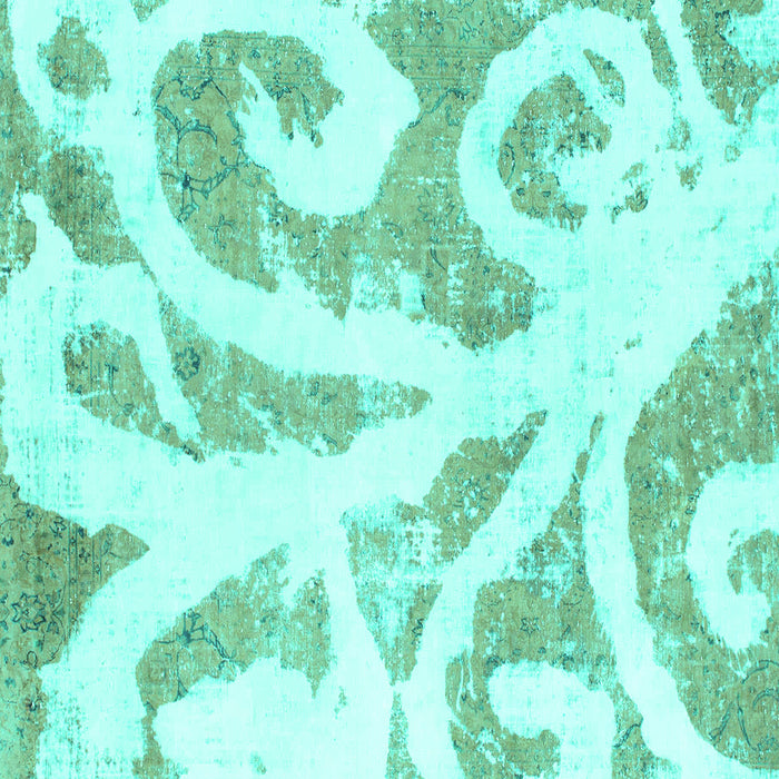 Square Machine Washable Abstract Turquoise Modern Area Rugs, wshabs1093turq