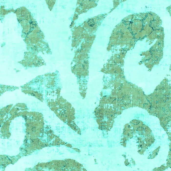 Machine Washable Abstract Turquoise Modern Area Rugs, wshabs1093turq