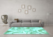 Machine Washable Abstract Turquoise Modern Area Rugs in a Living Room,, wshabs1093turq