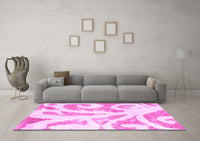 Machine Washable Abstract Pink Modern Rug, wshabs1093pnk