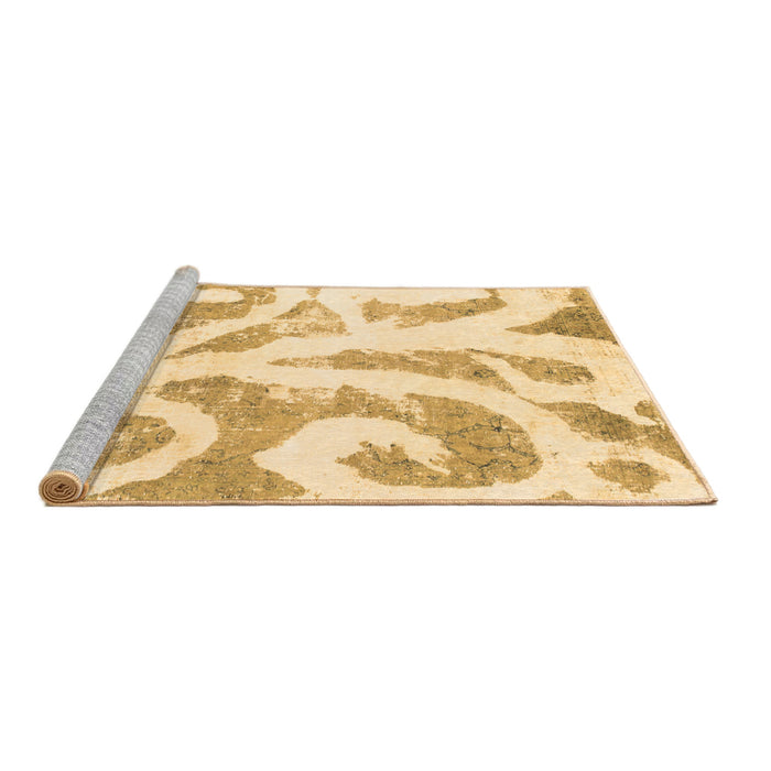 Sideview of Machine Washable Abstract Brown Modern Rug, wshabs1093brn