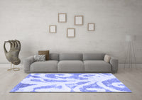 Machine Washable Abstract Blue Modern Rug, wshabs1093blu