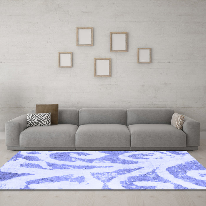 Machine Washable Abstract Blue Modern Rug in a Living Room, wshabs1093blu