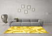 Machine Washable Abstract Yellow Modern Rug in a Living Room, wshabs1093yw