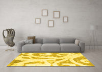 Machine Washable Abstract Yellow Modern Rug, wshabs1093yw