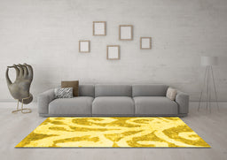 Machine Washable Abstract Yellow Modern Rug in a Living Room, wshabs1093yw