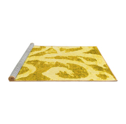 Sideview of Machine Washable Abstract Yellow Modern Rug, wshabs1093yw