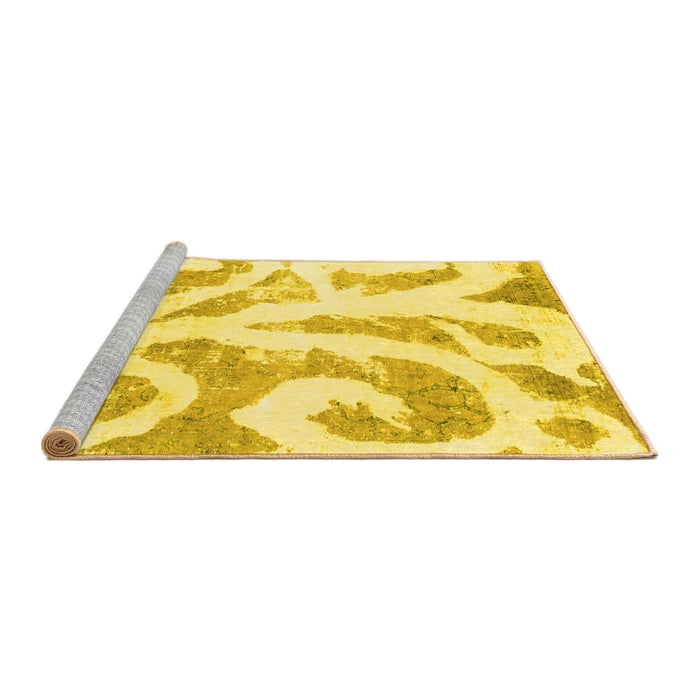 Sideview of Machine Washable Abstract Yellow Modern Rug, wshabs1093yw