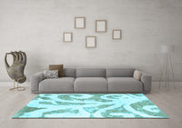 Machine Washable Abstract Light Blue Modern Rug, wshabs1093lblu