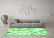 Machine Washable Abstract Emerald Green Modern Area Rugs in a Living Room,, wshabs1093emgrn