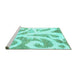 Sideview of Machine Washable Abstract Turquoise Modern Area Rugs, wshabs1093turq