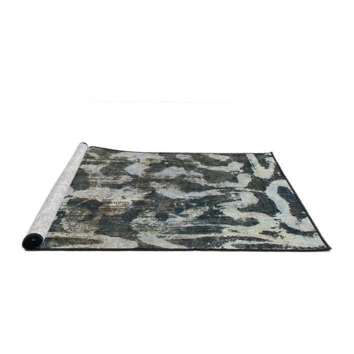 Sideview of Machine Washable Abstract Dark Gray Rug, wshabs1094