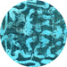 Round Abstract Light Blue Modern Rug, abs1094lblu