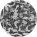 Round Machine Washable Abstract Gray Modern Rug, wshabs1094gry