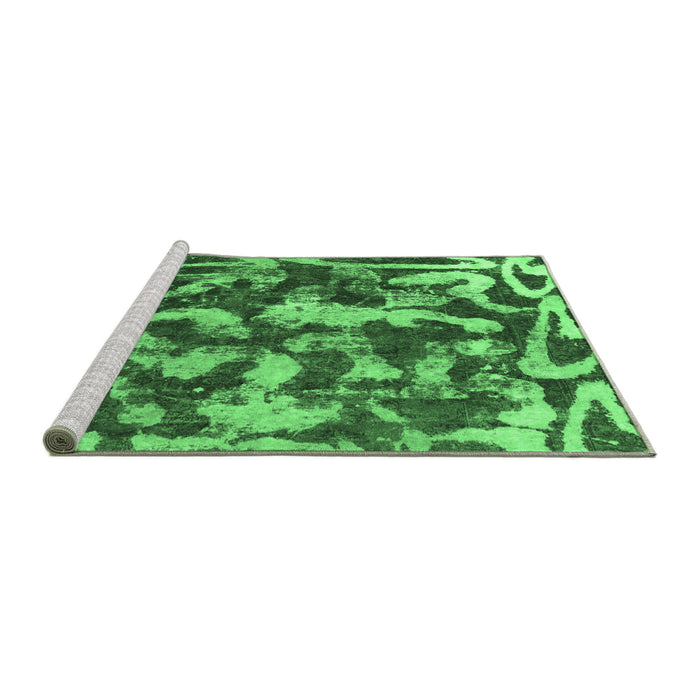 Sideview of Machine Washable Abstract Emerald Green Modern Area Rugs, wshabs1094emgrn