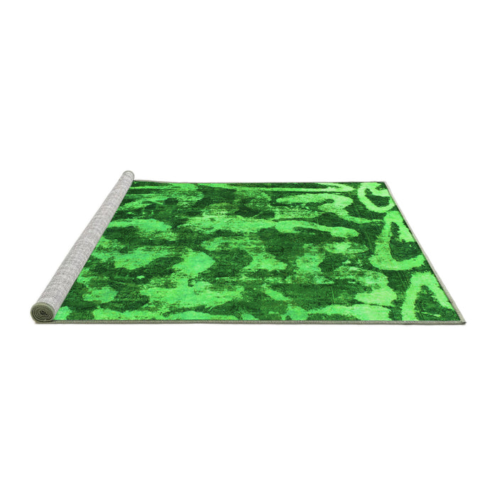 Sideview of Machine Washable Abstract Green Modern Area Rugs, wshabs1094grn