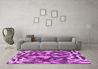 Machine Washable Abstract Pink Modern Rug, wshabs1094pnk