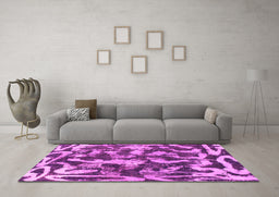 Machine Washable Abstract Pink Modern Rug in a Living Room, wshabs1094pnk