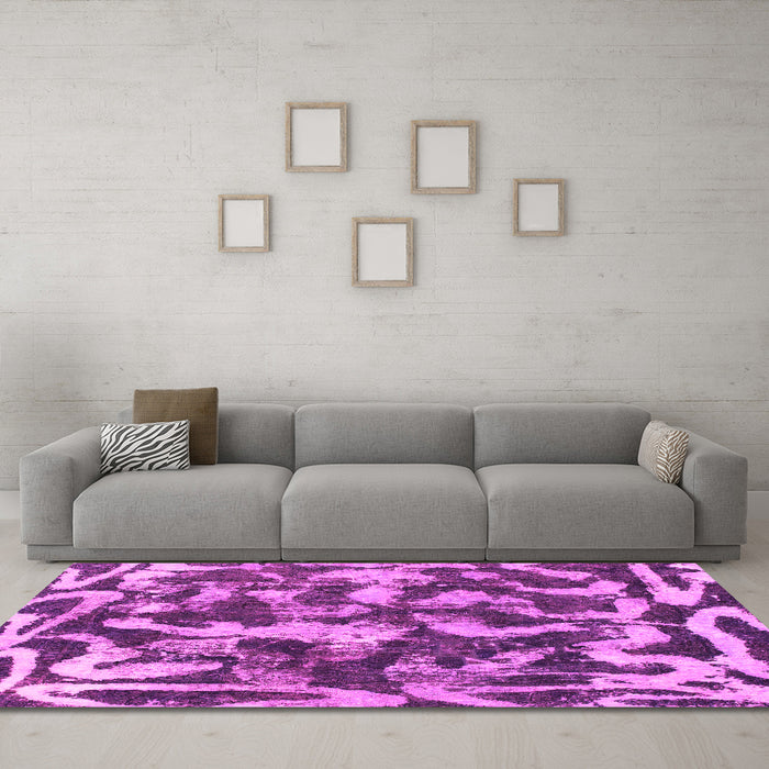 Machine Washable Abstract Pink Modern Rug in a Living Room, wshabs1094pnk