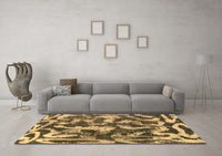 Machine Washable Abstract Brown Modern Rug, wshabs1094brn