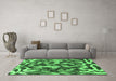 Machine Washable Abstract Emerald Green Modern Area Rugs in a Living Room,, wshabs1094emgrn