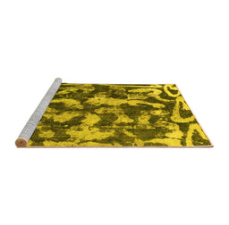 Sideview of Machine Washable Abstract Yellow Modern Rug, wshabs1094yw