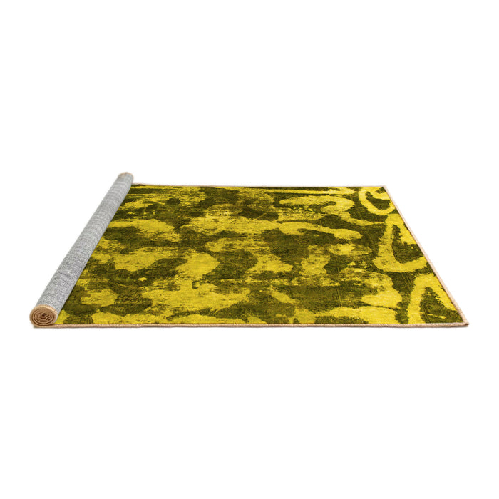 Sideview of Machine Washable Abstract Yellow Modern Rug, wshabs1094yw