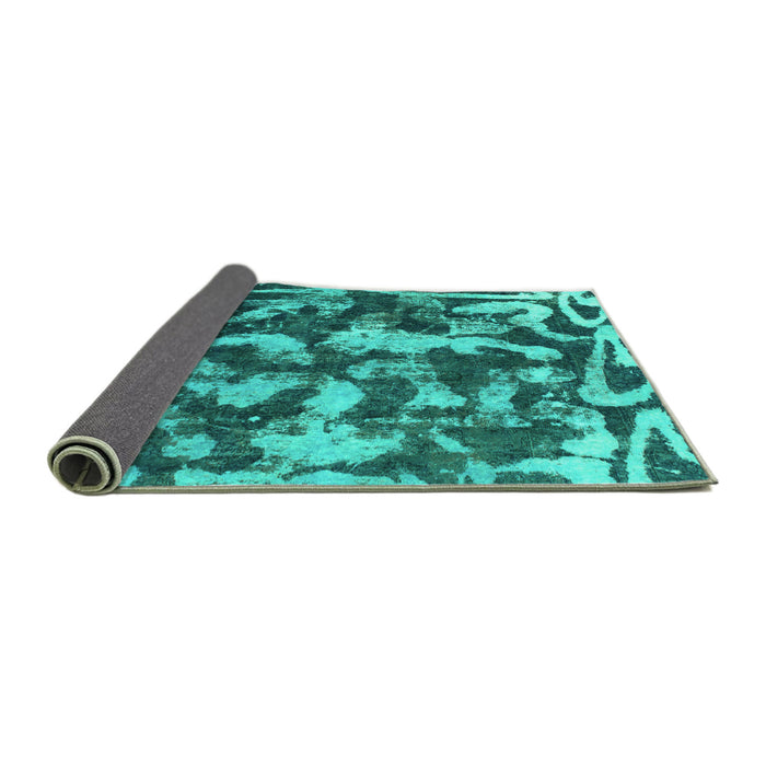 Sideview of Abstract Turquoise Modern Rug, abs1094turq