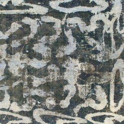 Round Abstract Dark Gray Modern Rug, abs1094