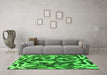 Machine Washable Abstract Green Modern Area Rugs in a Living Room,, wshabs1094grn