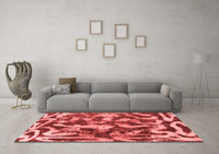 Machine Washable Abstract Red Modern Rug, wshabs1094red