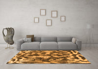 Machine Washable Abstract Orange Modern Rug, wshabs1094org