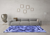 Machine Washable Abstract Blue Modern Rug, wshabs1094blu