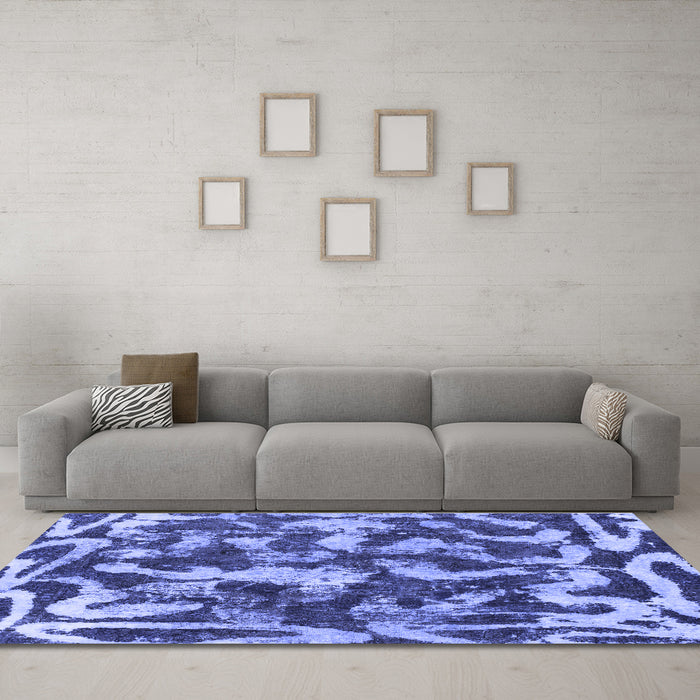 Machine Washable Abstract Blue Modern Rug in a Living Room, wshabs1094blu