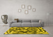 Machine Washable Abstract Yellow Modern Rug in a Living Room, wshabs1094yw