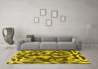 Machine Washable Abstract Yellow Modern Rug, wshabs1094yw