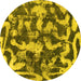 Round Abstract Yellow Modern Rug, abs1094yw